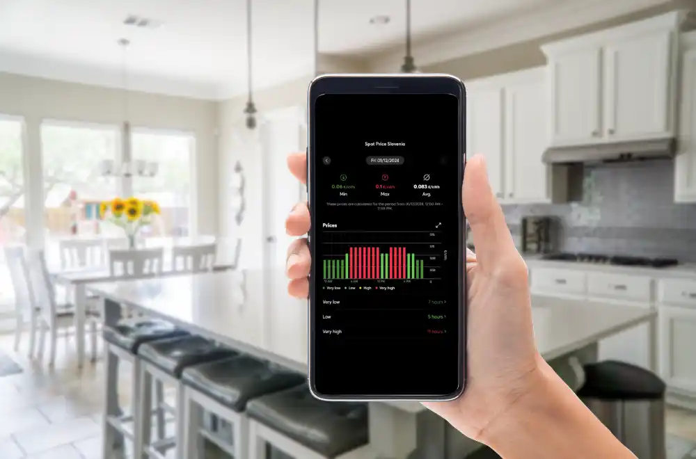 Pametni krmilnik sledi cenam elektrike v trenutnem času.